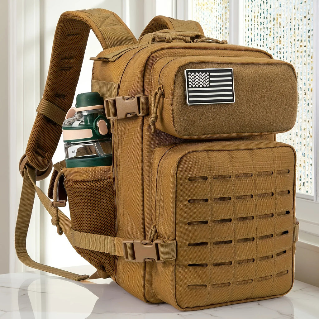 25L GYM Tactical Backpacks for Men Survival Laser Cut Molle Daypack Small Bug Out Bag Hunting Rucksack with Dual Cup Holders