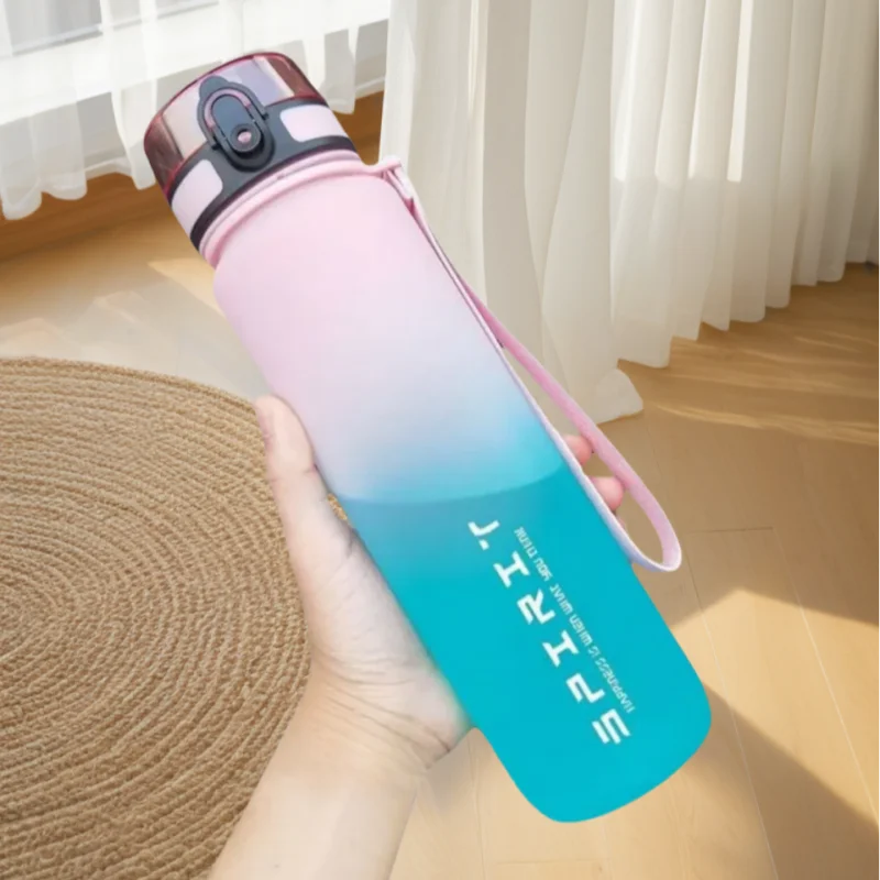 1 Liter Large Capacity Sports Water Bottle Leak Proof Colorful Plastic Cup Drinking Outdoor Travel Portable Gym Fitness Jugs